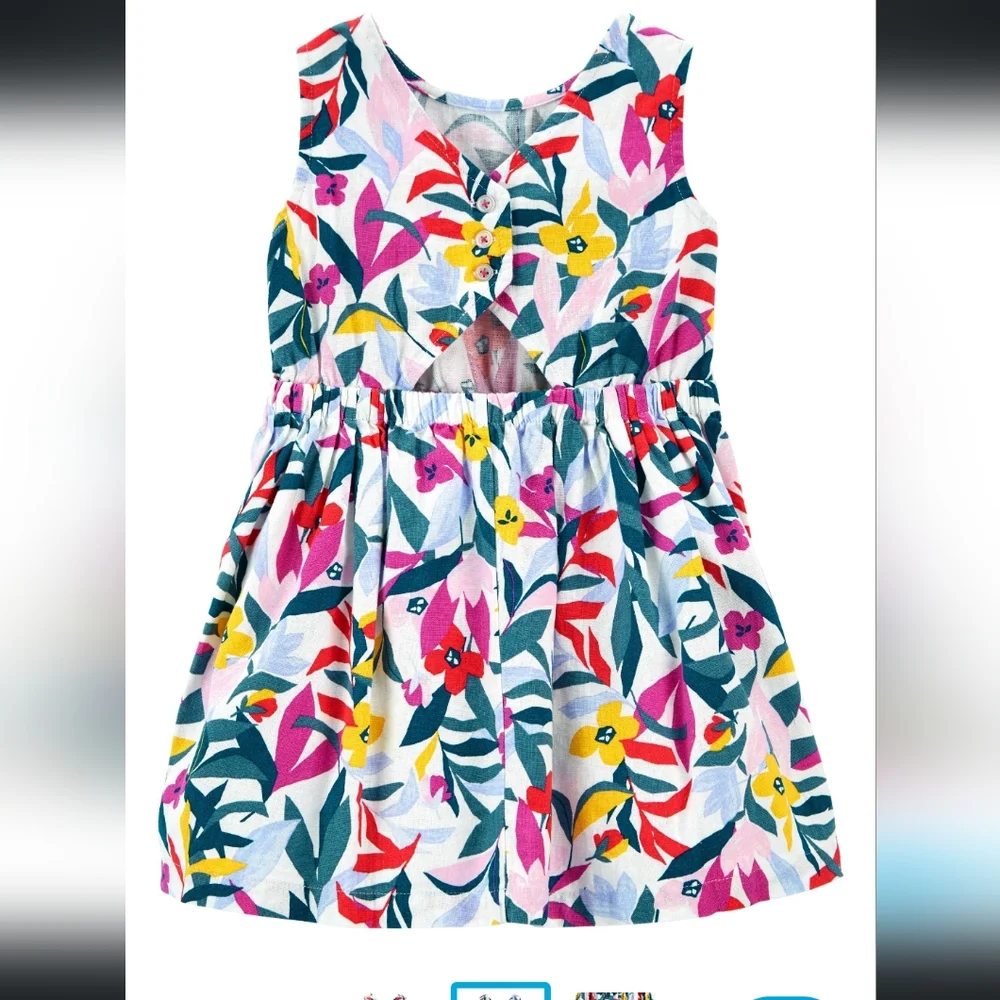 NWT Carter's Floral linen dress- 2T
